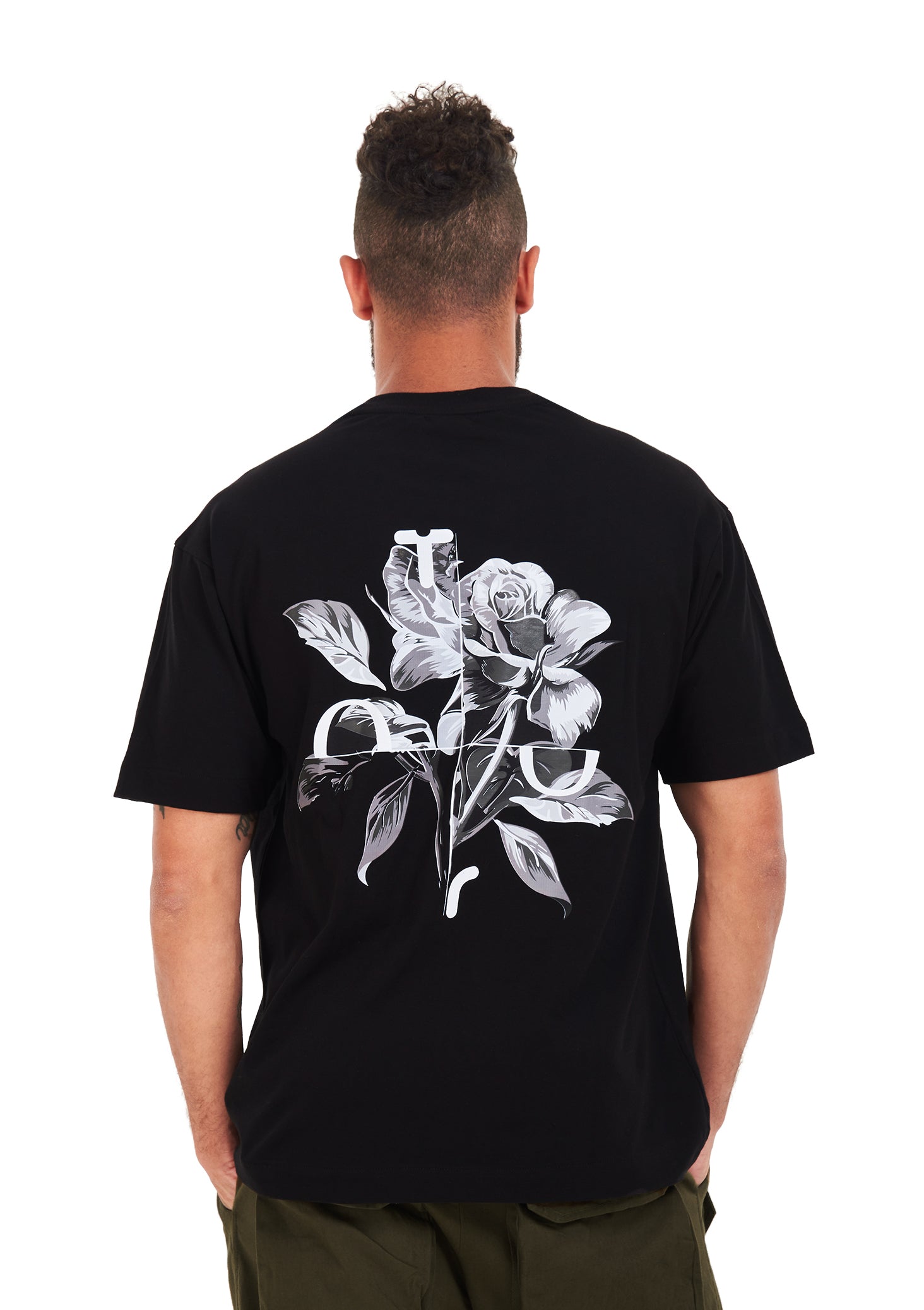 Flower tee  Oversized printed Black T-shirt .
